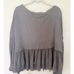 Free People We The Free Sierra Gray Tee Cotton Slouchy Long Sleeve Raw Hem Boho Top Sz S Photo 1