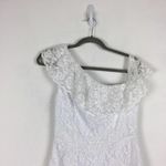 Majorelle  White Lace One Shoulder Asymmetric Ruffle Bridal Midi Dress Small Photo 4