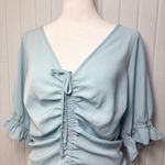 Abercrombie & Fitch Abercrombie & Fitch Cinch Front Crop Top Puff Sleeve Size L Photo 2