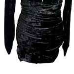 ZARA  Ruched Velvet Mini Dress Women’s XS Black Long Sleeve V-Neck Cocktail Photo 3