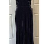 Birdy Grey  Sz MED Hannah Velvet Maxi Dress Storm Blue Prom Bridesmaid Stretch Photo 0