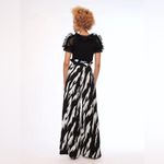 Gracia NWT  Wide Leg Lined High Waisted Belted Pants | Black/White | Small Photo 2