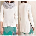 Anthropologie Moth Wool Blend High Low Turtleneck Sweater Jumper in Ivory size M Photo 0