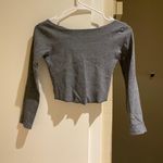Cute Gray ribbed button down crop top Size XS Photo 1