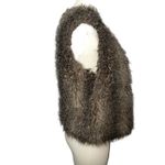 New York & Company Faux Fur Vest L/XL Brown Soft Plush Shaggy Winter Layer Size L Photo 3