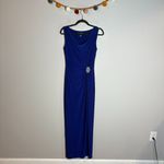 Ralph Lauren Lauren  royal blue slit maxi dress ruched embellished Photo 1