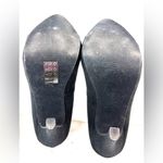 Shoe Dazzle 6.5 Platform Faux Suede Black Stiletto Heels with Gold Chain Accents Photo 5