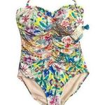 Johnny Was  Ruched Floral Sweetheart One Piece Swimsuit 1X Plus Size NWT $218 Photo 0