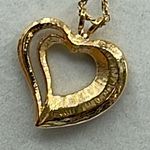 Vintage 1997 Avon Baguette heart necklace. Gold Photo 3