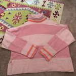 J.Crew Striped turtleneck sweater in Supersoft yarn (Sz L) Pink & Orange Photo 1