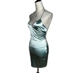 Cristina Green Satin Bodycon Mini Dress M | Strappy Open Back Tie Y2K Clubwear Size M Photo 3