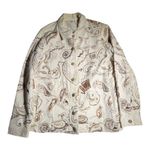 Vtg 1990s Laura Ashley Ivory Cotton Brown Abstract Paisley Embroidered Jacket M Size M Photo 0
