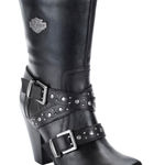 Harley Davidson obsession harness boots black leather buckles heels womens 8 Photo 0