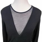 Calvin Klein Black Mesh Deep V-Neck Blouse Photo 1