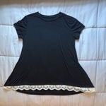 Black Mini Dress With Lace Trim Size Large Photo 0