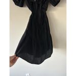 Madewell  Seersucker Black Puff Sleeve Cutout Mini Dress Size Medium Preppy Photo 4