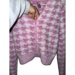 SKIMS Houndstooth pink and white sherpa zip up size medium Photo 1