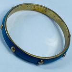Blue Color Enamel Gold Tone Bangle Bracelet Slip on Vintage Photo 2