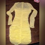 House Of CB  Yellow Sexy Valentina Ruched Sheer Mini Dress Photo 4