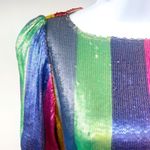 RIXO Ava Rainbow Sequin Stripe Mini Dress Balloon Sleeve Long Sleeve XS Photo 12