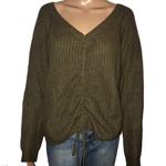 A.Peach  v neck drawstring scrunch sweater Photo 0