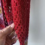 Rose Carmine Metallic Red Crochet Knit Colorblock Open Cardigan Sweater One Size Size undefined Photo 4