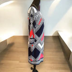 Vince Camuto Women Size 12 Pink Navy Blue White Chevron Shift Dress 3/4 Sleeve Photo 2