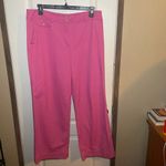 Talbots Size 16 Pink Wide Leg Mid Rise Twill Pants Pockets Photo 1