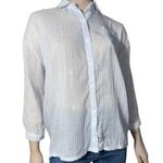 Nu New York  Women’s One Size Blue White Striped Cotton Viscose Button Up Shirt Photo 0
