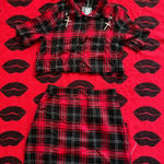 NWT black red plaid tartan cross two piece set S Photo 0