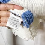 Ser.o.ya Distressed Striped Sweater White Blue Striped Oversized Knit Size M Size M Photo 7