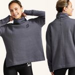 Peloton  Soft Gray Funnel Neck Pullover Sweatshirt Side Slit Sweater Photo 1