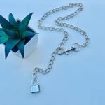 Silver Tone Lock Drop Chain Necklace Photo 3