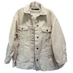 ZARA  Corduroy Shacket Cream Frayed Hem Button Up Size M Pockets‎ Western Boho Photo 0