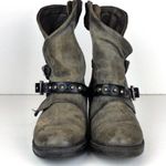 36.5 A.S.98 Ipswich Leather Suede Ankle Zip Biker Boots Buckles Studs .5 US Rock Photo 3