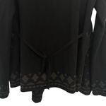 Lucky Brand Lucky Lotus  Black Open Front Cardigan Sweatshirt Embroidered Small Photo 5