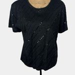 Kathy Ireland Sz L Silk Wool Blend Sequin Knit Short Sleeve Top Photo 0