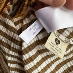 Madewell  ribbed pointelle square scoop long sleeve tee S white brown stripe Photo 5