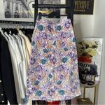 Banjanan Floral Corduroy Midi Skirt With Button Front Detail Womens Small EUC Purple Photo 6