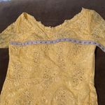 Women’s Yellow Lace Full Length Dress Mother of the Bride Small Train Size L Yellow Size L Photo 12