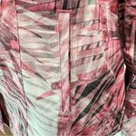 Chico's Chico’s Pink Gray & Ivory Leaves Satin Cotton Blend Button Front Shirt Jacket Photo 11