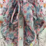 Dalia Macphee dress mint storybook whimsical print sz XL neck tie pearl buttons Green Photo 4