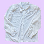 Vintage 90s White Button Top with Pearl Detailing and Eyelet Embroidery🔥 Size 14 Photo 0