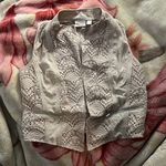 Chico's 1 beige khakis knitted embroidered open vest Photo 0