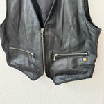 Harley Davidson Womens L Genuine Leather Zip Pocket Vest Biker Motorcycle Vtg Photo 1