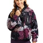 Peloton  Caviar Camo Snap Sherpa Jacket in Spotted Purple Black Women’s Size L Photo 0