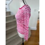 Milly  Pink Tone on Tone Wavy Jacquard Long Sleeve Crewneck Sweater Photo 2