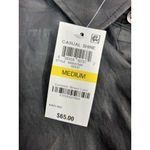 INC Womans Medium Casual Shine Black Bronze Shimmer Long Sleeve Button Blouse Photo 3