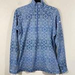 Nike Pro Women's Blue Aztec Print Quarter Zip Running Pullover Top Size L Photo 0