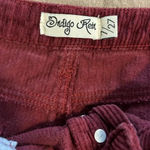 Indigo Rein  Corduroy Button Fly Mini Skirt Size 7 27" Waist Wine Fall Frayed Hem Photo 2